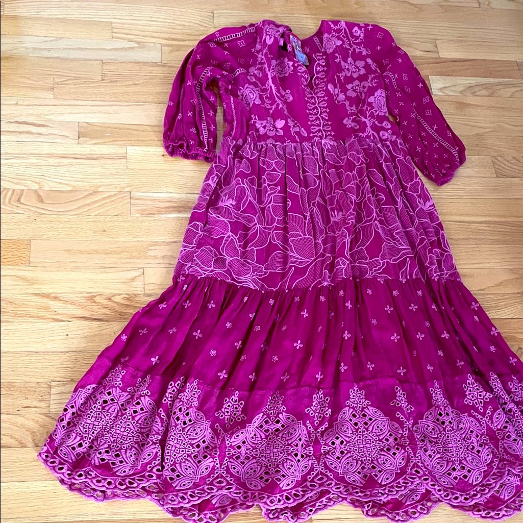 Johnny Was Red Embroidered Garment